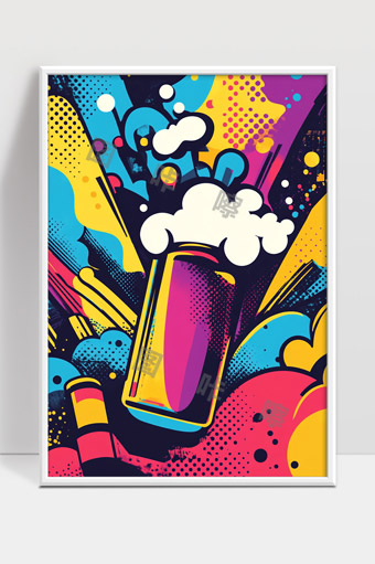 色彩丰富的啤酒艺术插画现代风格设计