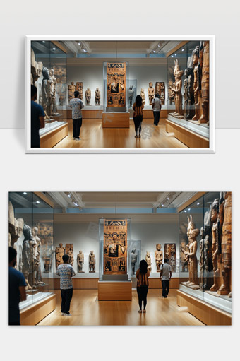 博物馆埃及文物展览古代雕塑艺术鉴赏