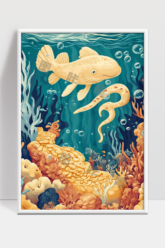 海底珊瑚礁中多彩可爱鱼类自由游动的奇妙世界