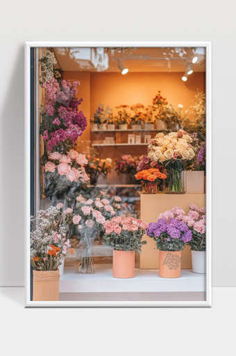 温馨花店各种鲜花绽放春日花卉美丽盛开场景