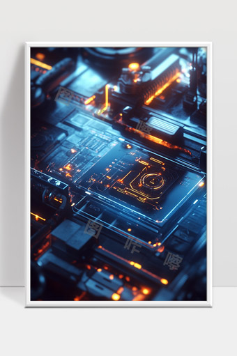 未来科技风格的芯片电路板特写高清展示图像