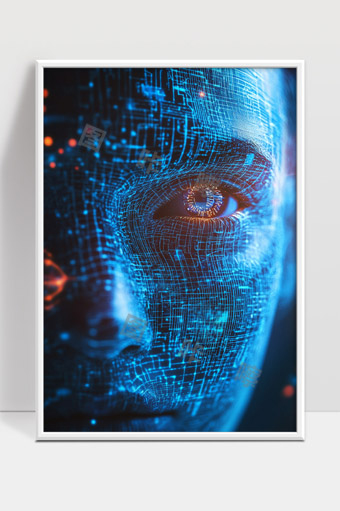 未来智能人脸数字科技感网络安全视觉表现