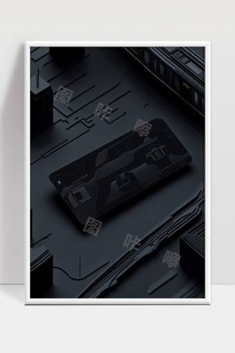 黑色极简风立体城市模型与地形卡片展示
