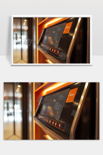 现代厨房高科技智能微波炉操作界面特写