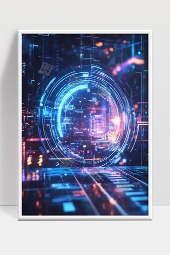 未来科技感数字信息网络空间虚拟数据交互界面