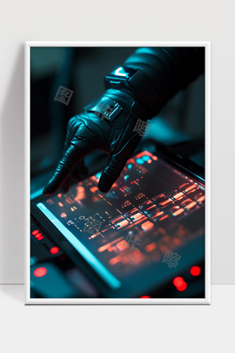未来科技感智能手套操作高科技触控屏幕场景