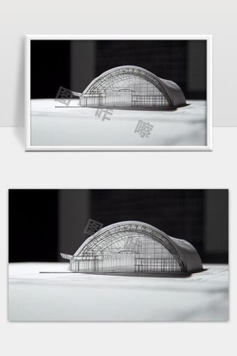 未来感半圆形建筑结构设计模型展示