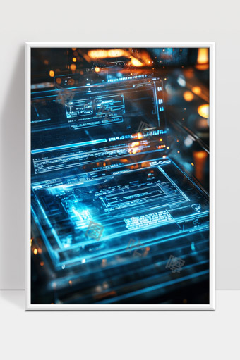 未来科技感虚拟数据交互与智能系统界面展示