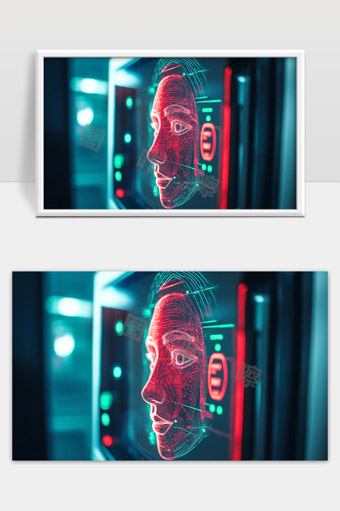 未来科技虚拟面部识别人工智能交互技术展示