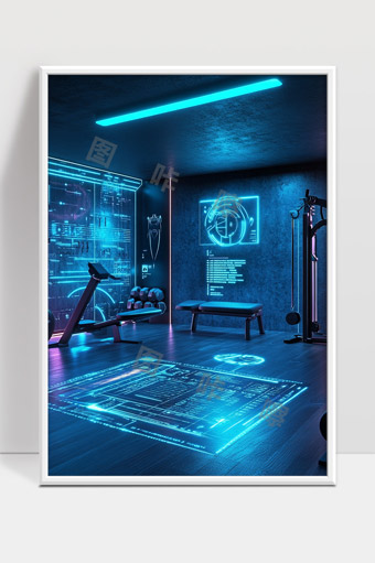 未来感智能健身房高科技运动训练场景