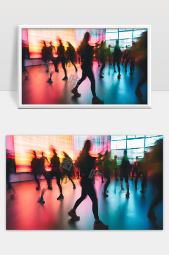 城市夜晚人群步行运动模糊光影氛围
