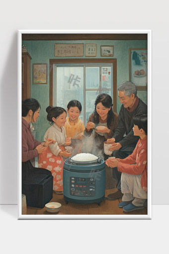 温馨家庭团聚共享美食时光幸福满溢