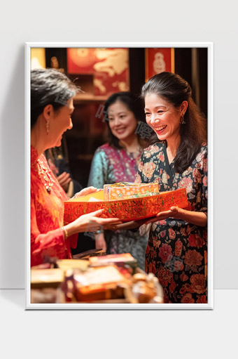 中秋佳节亲友欢聚互赠月饼礼盒喜庆温馨