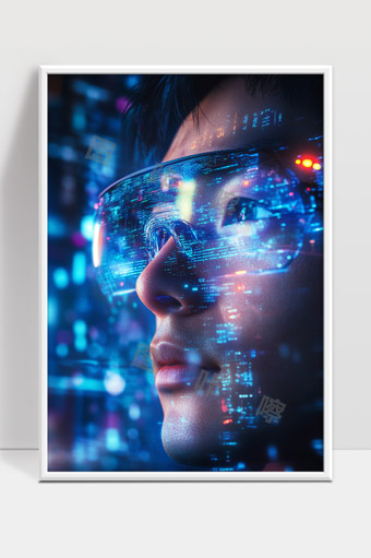 未来科技虚拟现实智能眼镜数字交互体验