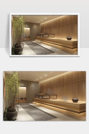 极简现代日式风格室内设计竹子装饰休闲空间