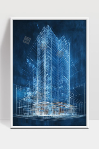 现代高层建筑设计三维立体蓝图效果图展示