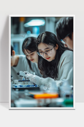 专注实验室科研工作大学生进行显微镜观察研究