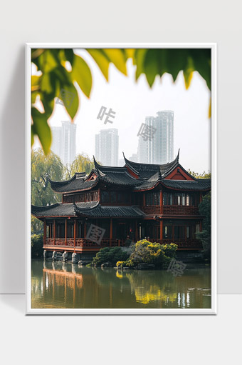 古典中式建筑与现代城市景观和谐共融