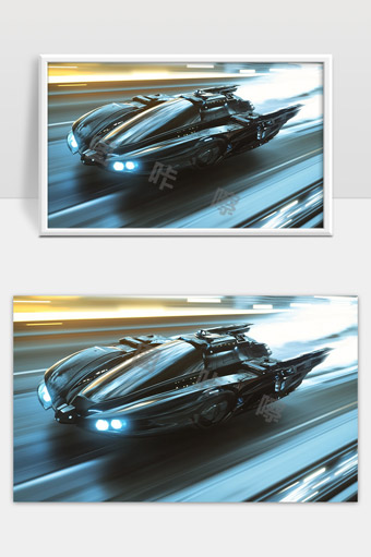 未来科技感高速飞行汽车穿越城市隧道