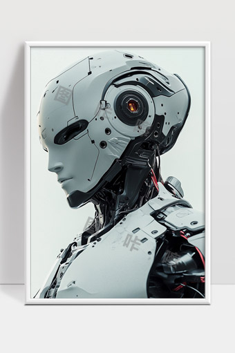 未来智能机器人仿生机械科技全息头部特写