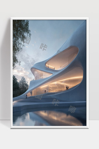 未来主义风格流线型建筑设计与自然环境融合