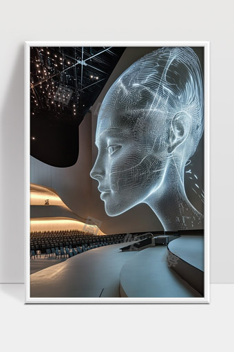 未来感人工智能投影展现代科技艺术融合空间