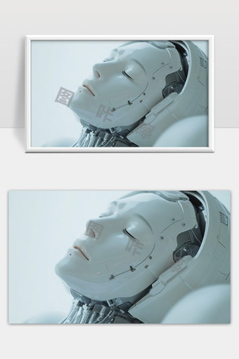 未来智能机器人面部特写未来科技与人工智能融合