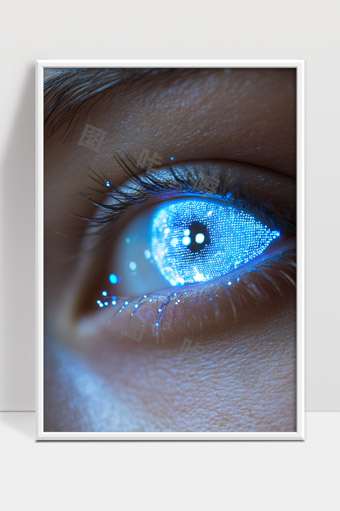未来科技感数字化眼睛光影效果特写图像