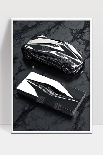未来感金属质感汽车模型与名片设计展示