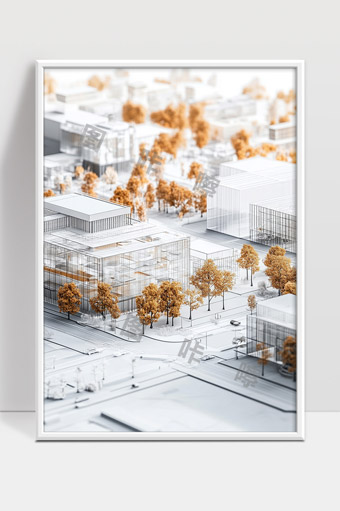 现代城市规划模型秋季景观建筑设计效果图