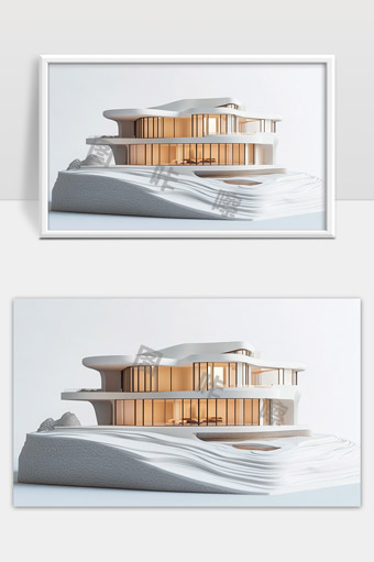 现代极简风格建筑别墅立体模型设计展示