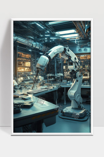 未来智能机器人在高科技实验室进行精准操作