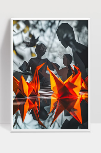 折纸艺术与抽象人物剪影的创意结合展示