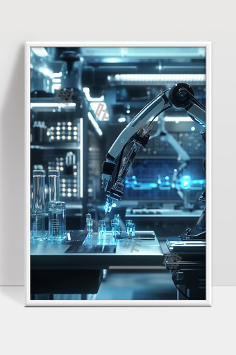 未来智能机器人手臂实验室高科技自动化操作场景