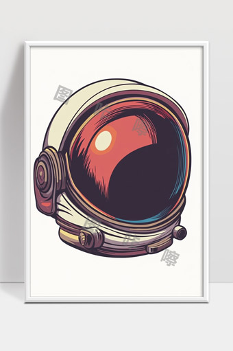 宇航员头盔未来太空探索科幻艺术插画