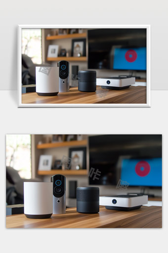 现代智能家居设备展示及多功能科技产品组合