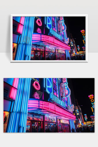 霓虹灯下繁华都市夜景街道魅力展示