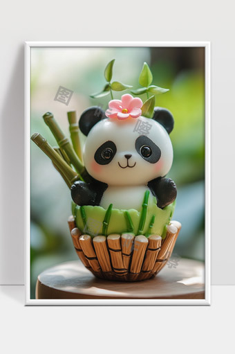 可爱卡通熊猫花盆绿植萌趣家居装饰摆件