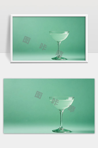 透明鸡尾酒杯简约背景清新风格摄影作品