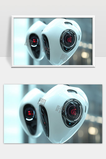 未来科技感智能机器人头部设计与人工智能视觉系统
