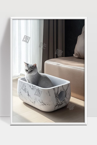 现代简约大理石纹宠物猫窝家居装饰软垫猫咪休憩空间
