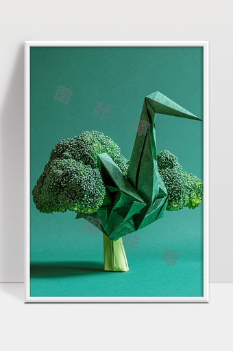 创意折纸与青花菜完美结合的艺术造型