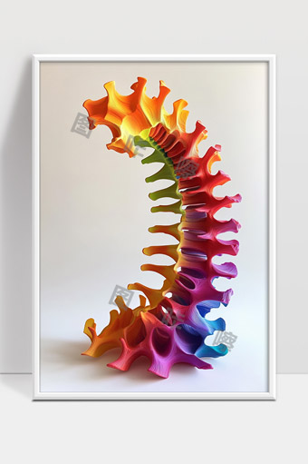 彩色渐变艺术骨骼结构抽象雕塑创意设计