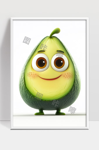 可爱卡通牛油果形象健康水果拟人化设计