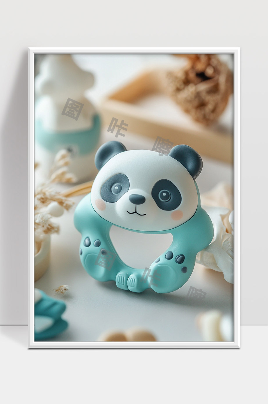 可爱卡通熊猫造型硅胶固齿器宝宝磨牙玩具