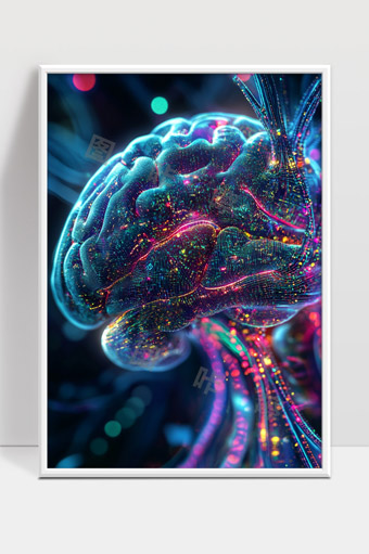 未来科技感数字化大脑神经网络图像展示