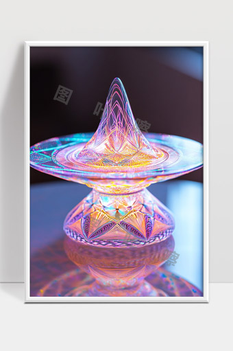 彩色玻璃艺术品梦幻光影折射效果展示