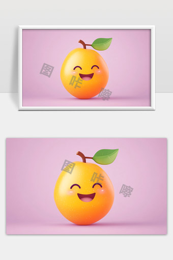 可爱表情的卡通黄色水果快乐生活