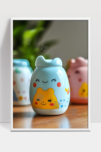 可爱卡通陶瓷储物罐萌趣动物造型桌面装饰
