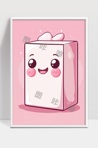 可爱卡通风格的粉色奶盒萌趣形象设计